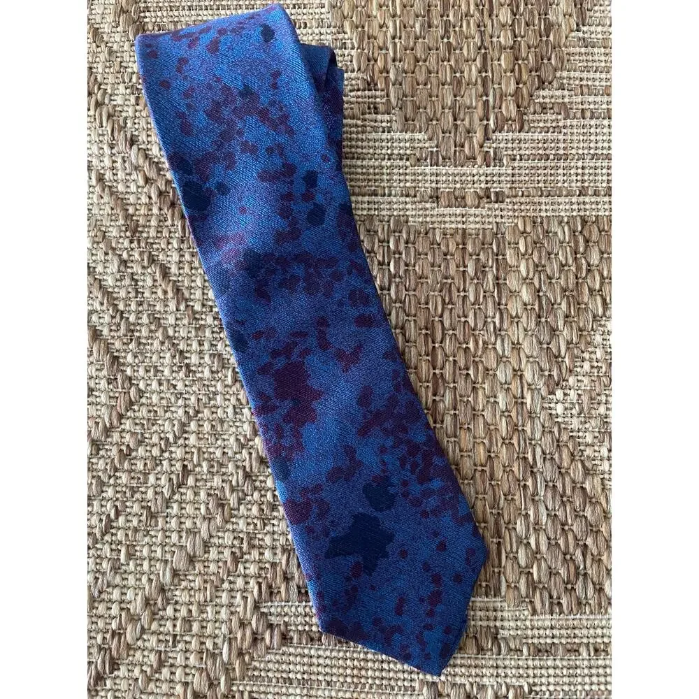 Strathmore All Silk Cobalt Blue with purple abstract splash pattern tie 56